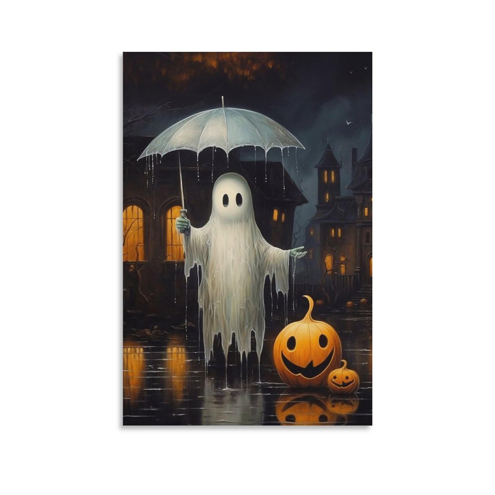 Amazon.com: LohxA Ghost Holding Umbrella in The Rain Print, Dark